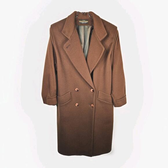 Vtg London Fog Overcoat Women's 8P Wool Double Breasted Black USA Union Made - Picture 1 of 9